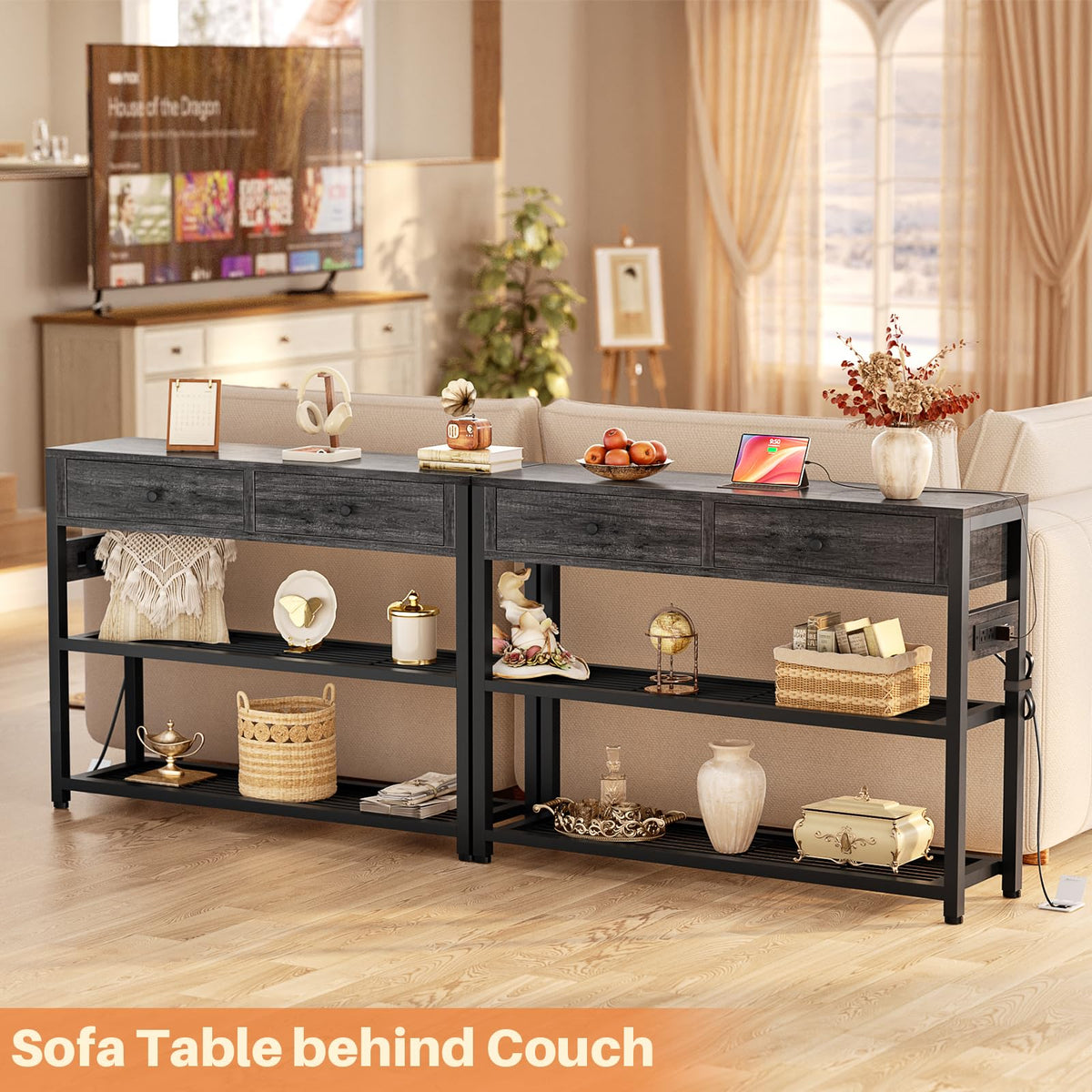 32" Entryway Table with Outlets and Drawers P150944