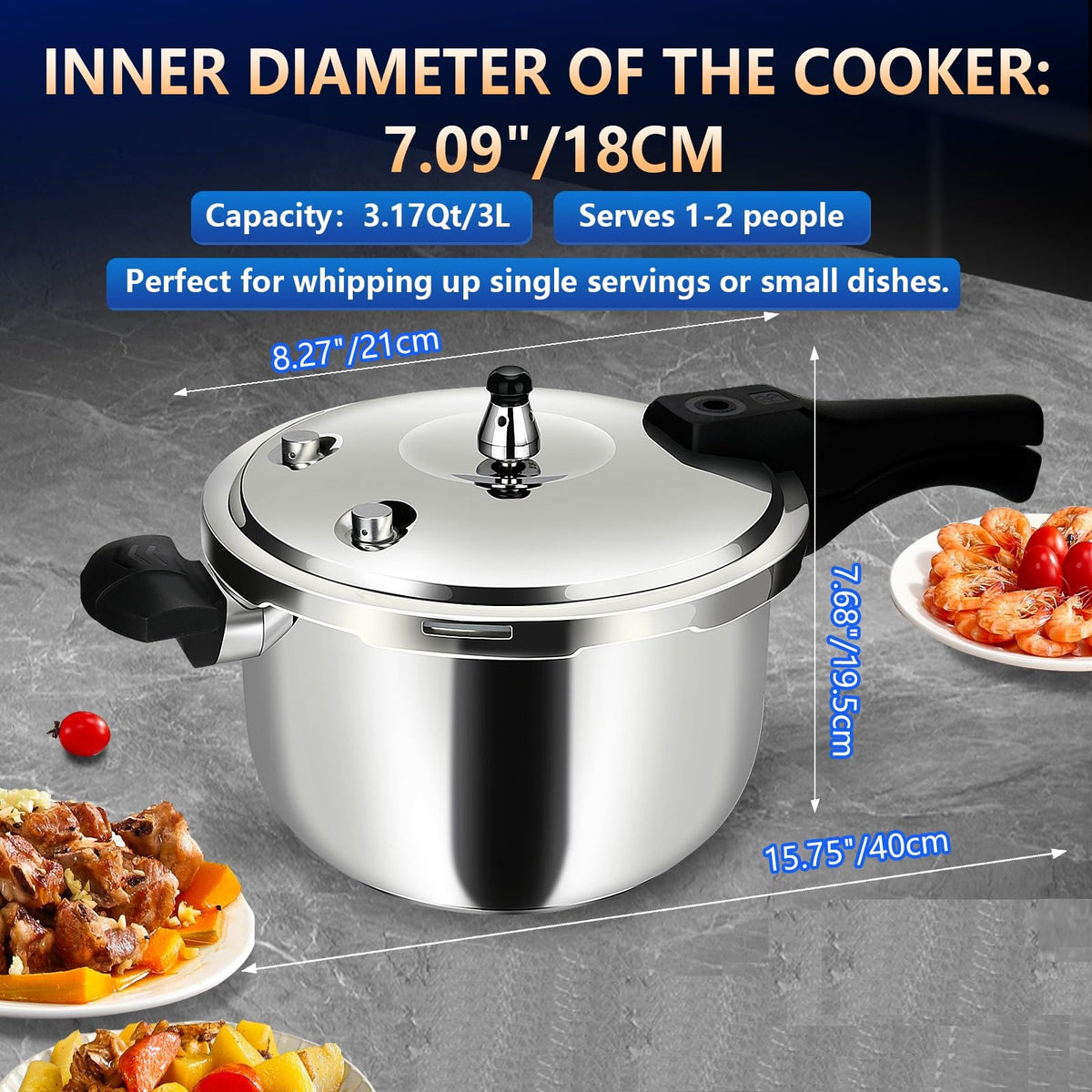 Stainless Steel 3 Quart Pressure Cooker V981