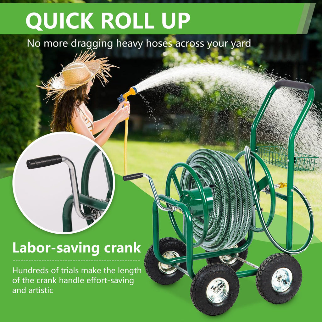 Garden Hose Reel Cart with 4 Wheels D812