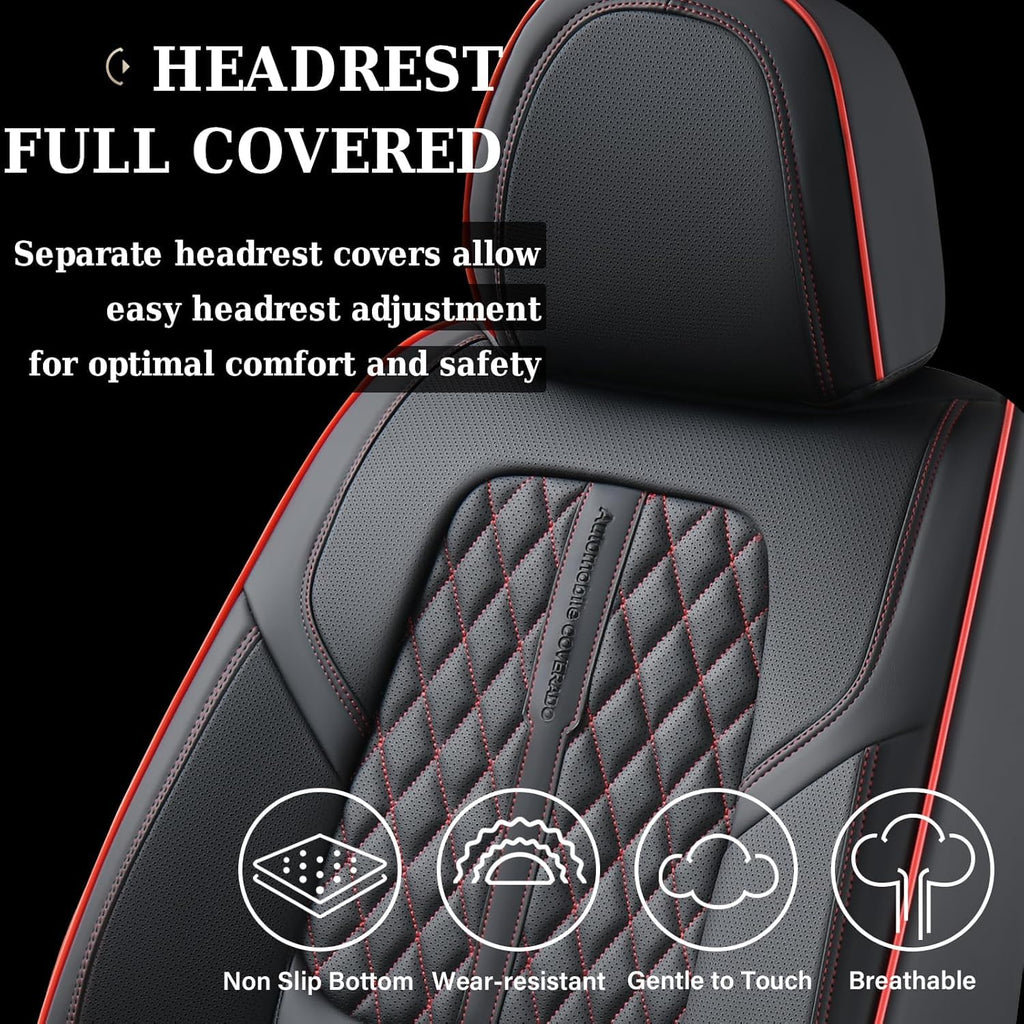 Black Nappa Leather Car Seat Covers Full Set Q6614