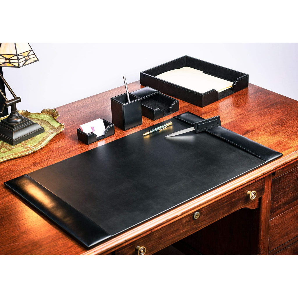 Black 6 Piece Bonded Leather Desk Set S768