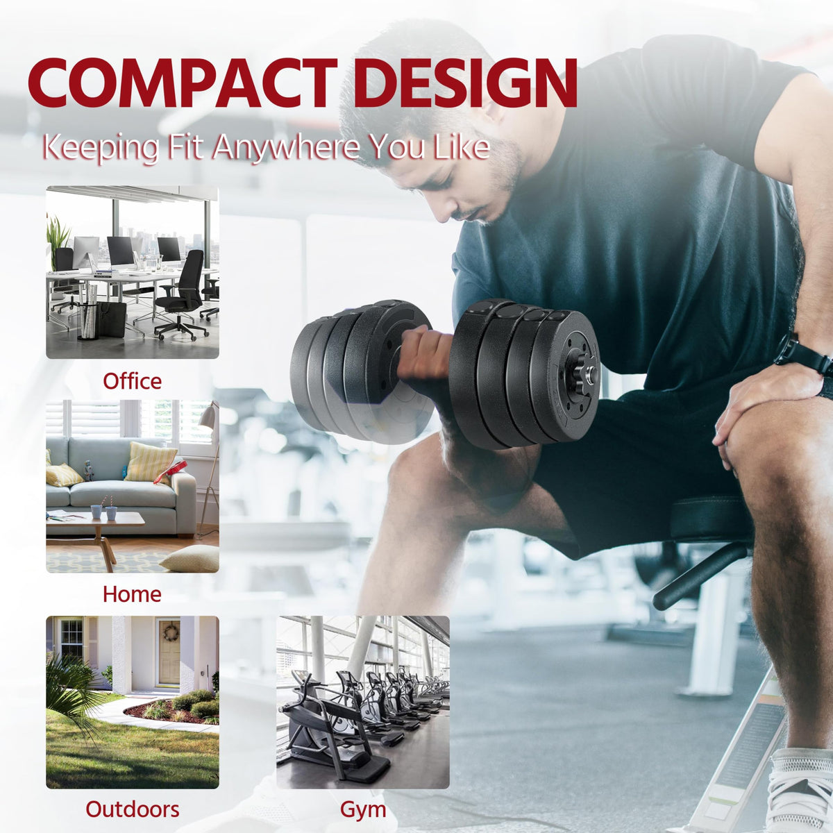 Adjustable Dumbbell Set with Spinlock Collars U831428