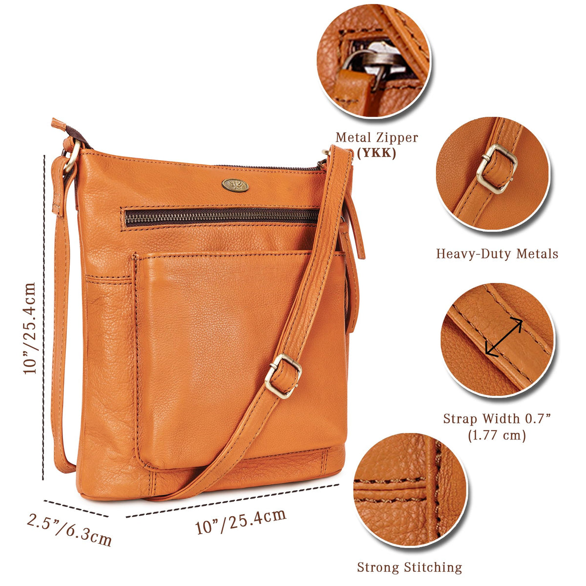 Light Brown Genuine Leather Crossbody Bag E4055