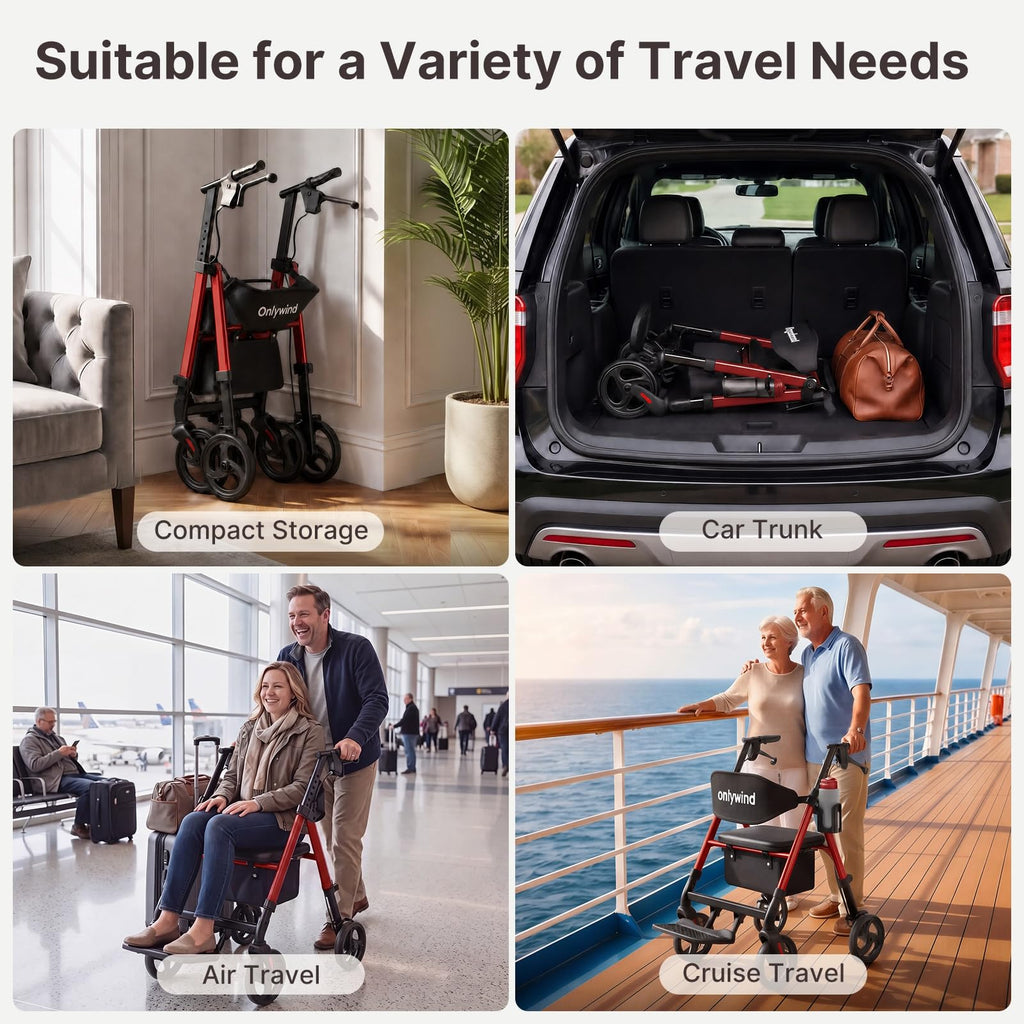 Lightweight Rollator Walkers Wheelchair Combo with Seat K6890
