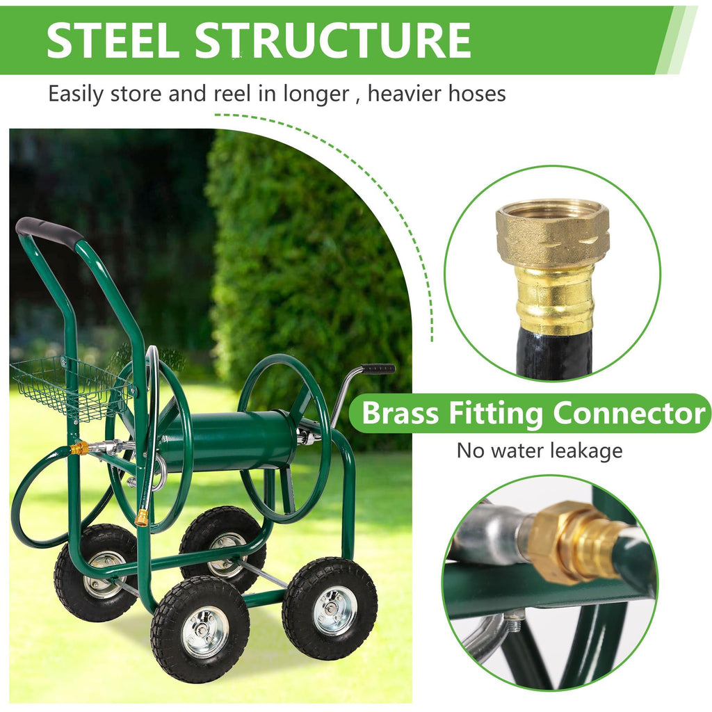 Garden Hose Reel Cart with 4 Wheels D812
