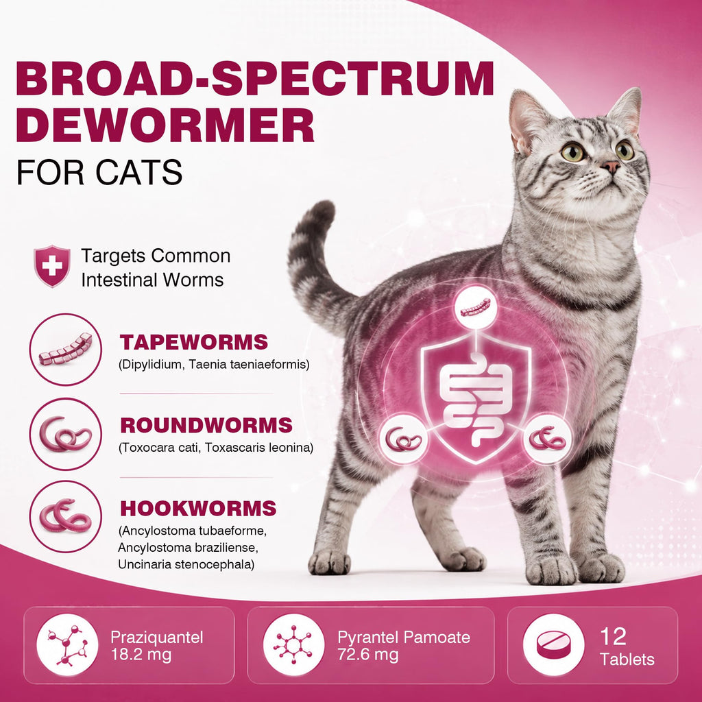 Broad-Spectrum Dewormer for Cats and Kittens, 12 Tablets P846