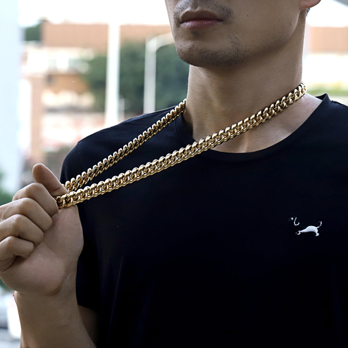 15mm 18k Gold Stainless Steel Cuban Link Chain E939