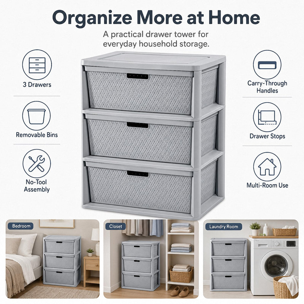3 Drawer Plastic Storage Organizer V43445