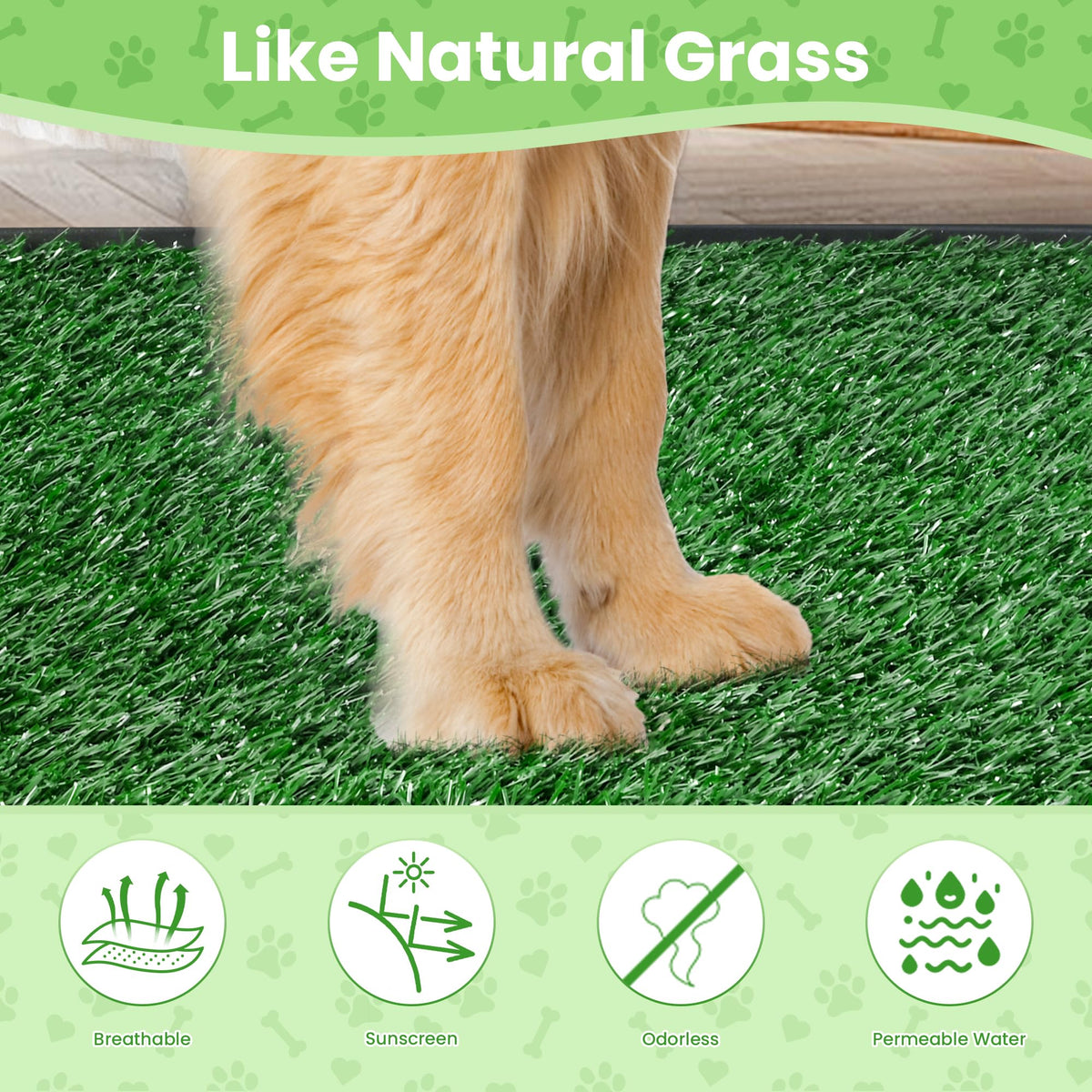 20x25 Inch Reusable Artificial Turf Dog Grass Pad with Tray Y25851