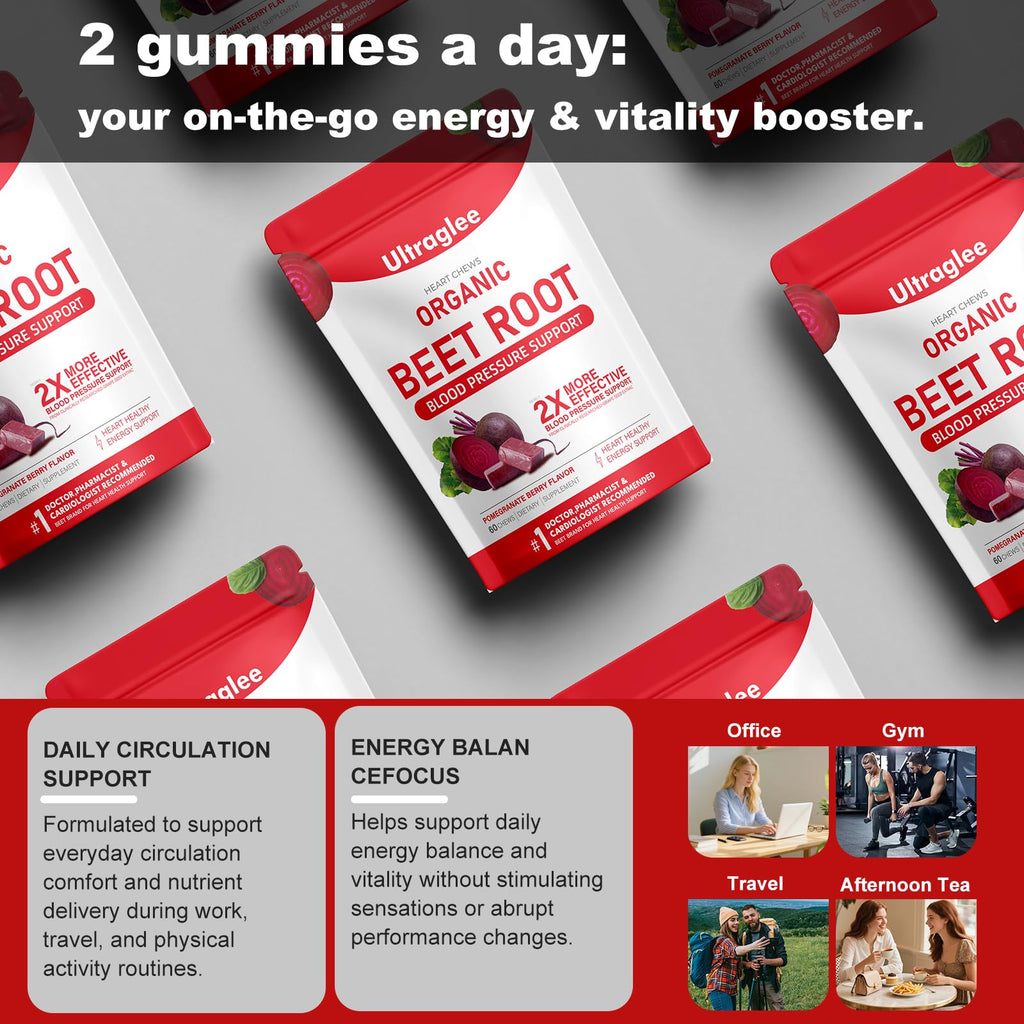 Beet Root Chewable Nitric Oxide Support Soft Chews 60 Pomegranate Berry Flavor R3266