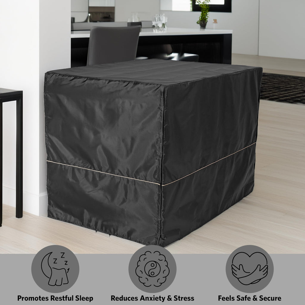 42-inch Double Door Dog Crate with Pet Bed, 2 Bowls and Privacy Cover B236