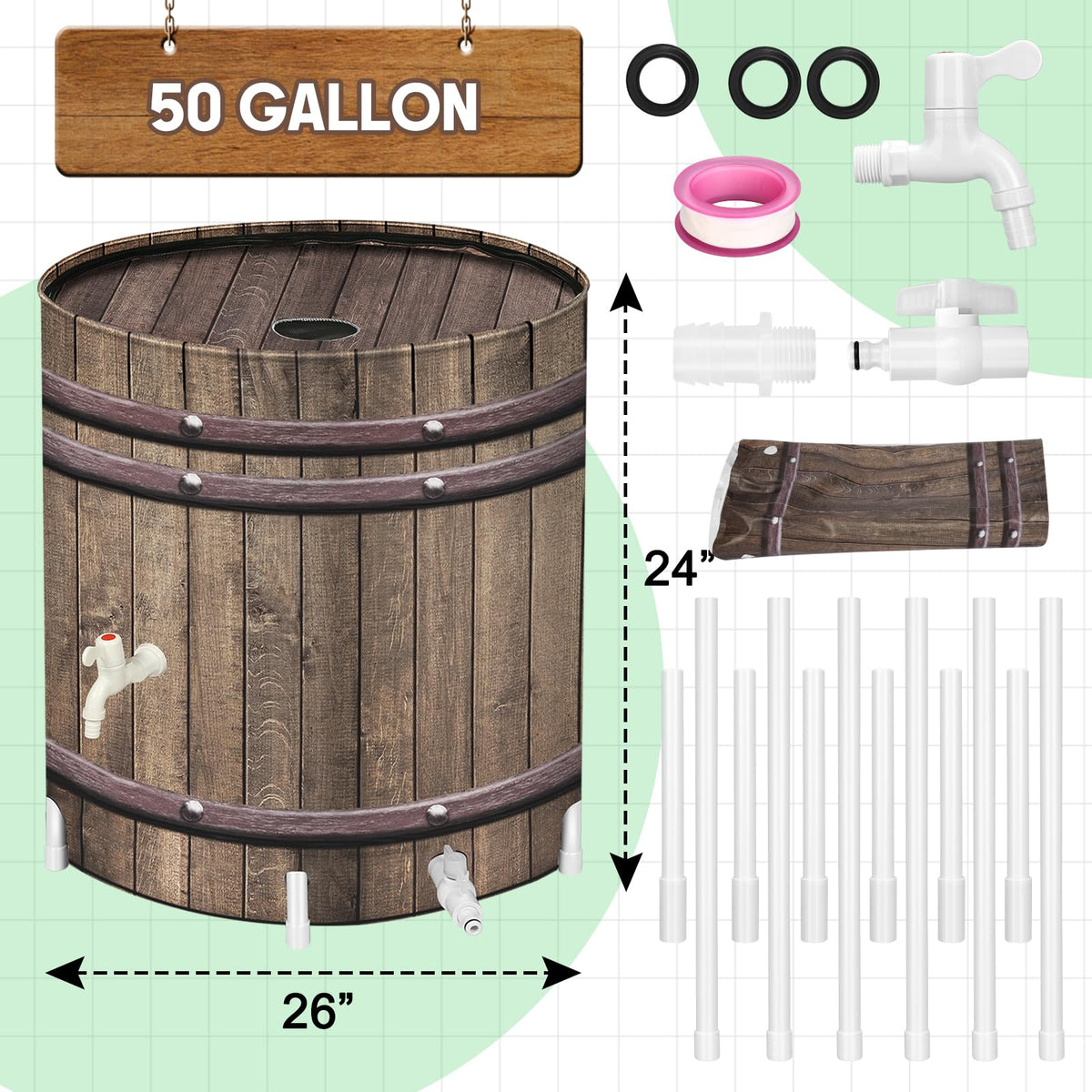 50 Gallon Collapsible Rain Barrel Q8430