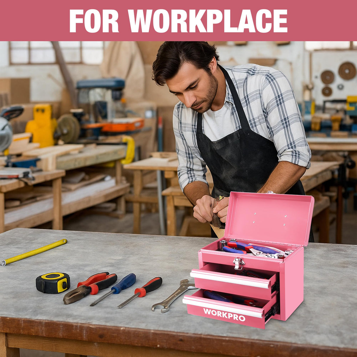 Portable Mini Metal Tool Box with 2 Drawers A28972