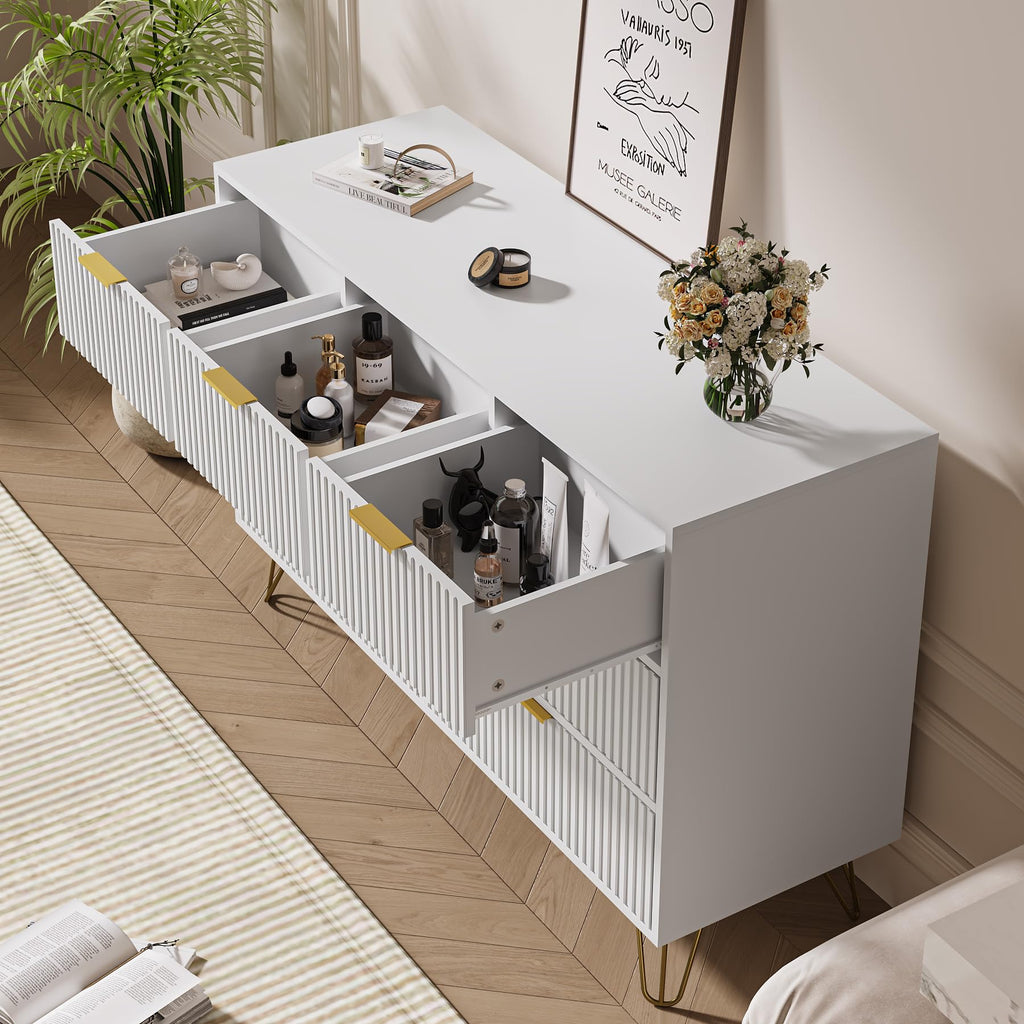 White 7 Drawer Fluted Dresser U324015