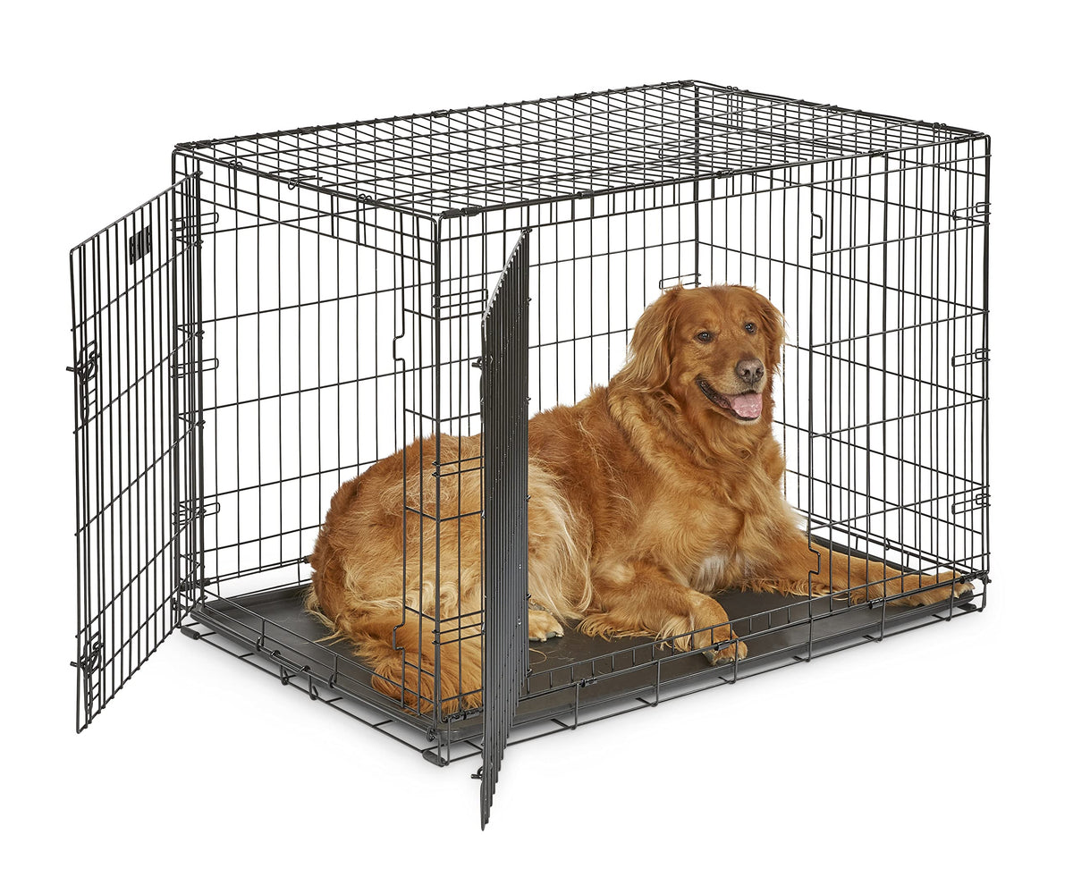 42-inch Double Door Dog Crate with Pet Bed, 2 Bowls and Privacy Cover B236