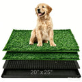 20x25 Inch Reusable Artificial Turf Dog Grass Pad with Tray Y25851