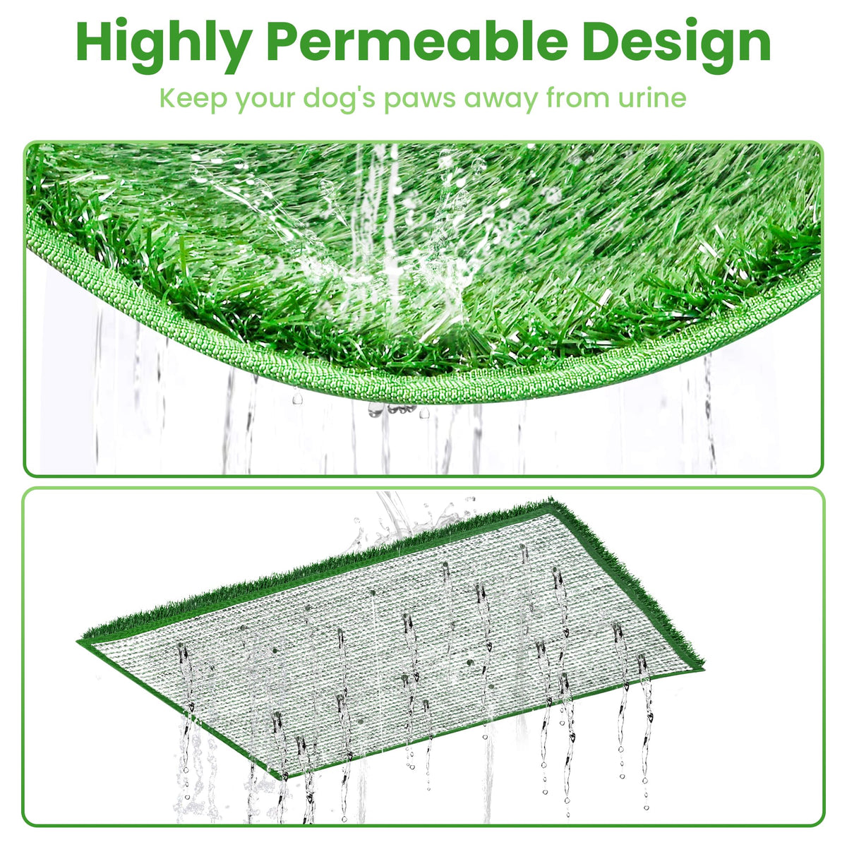 20x25 Inch Reusable Artificial Turf Dog Grass Pad with Tray Y25851