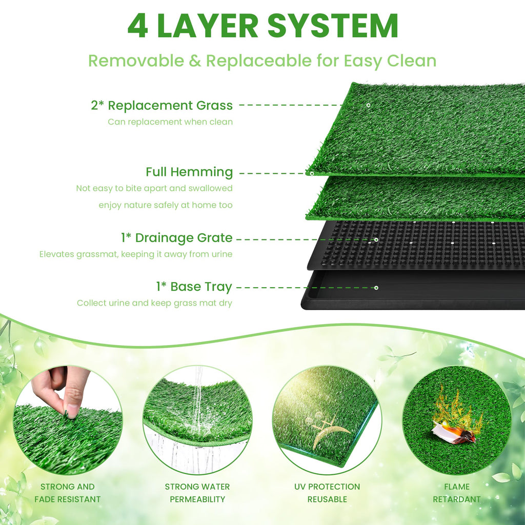 20x25 Inch Reusable Artificial Turf Dog Grass Pad with Tray Y25851