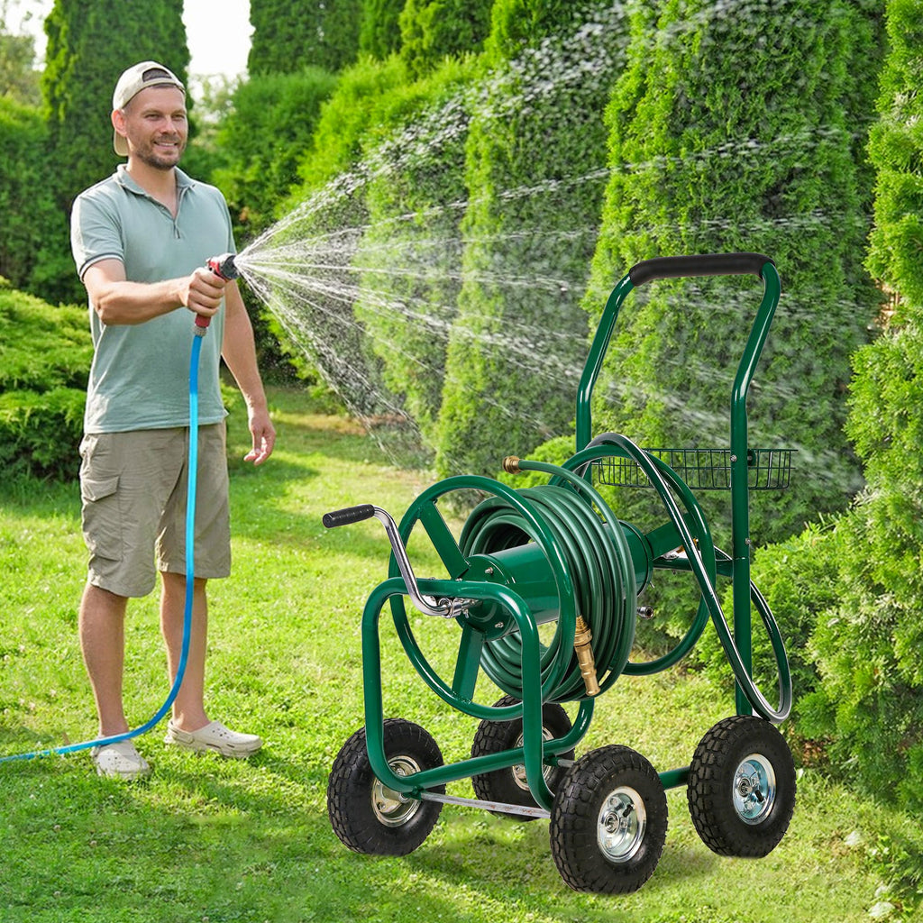 Garden Hose Reel Cart with 4 Wheels D812