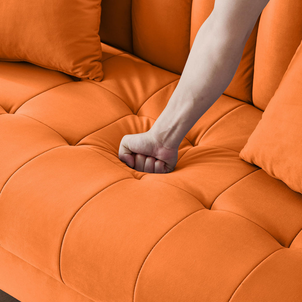 Orange Velvet Tufted Loveseat Sofa F88288
