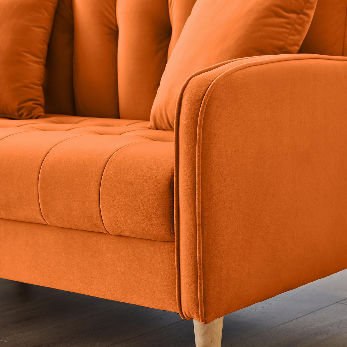 Orange Velvet Tufted Loveseat Sofa F88288