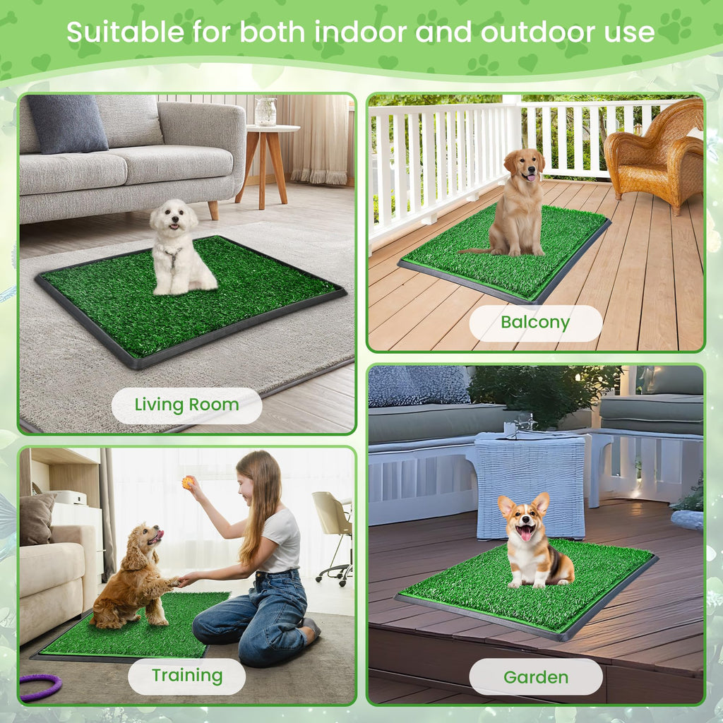 20x25 Inch Reusable Artificial Turf Dog Grass Pad with Tray Y25851